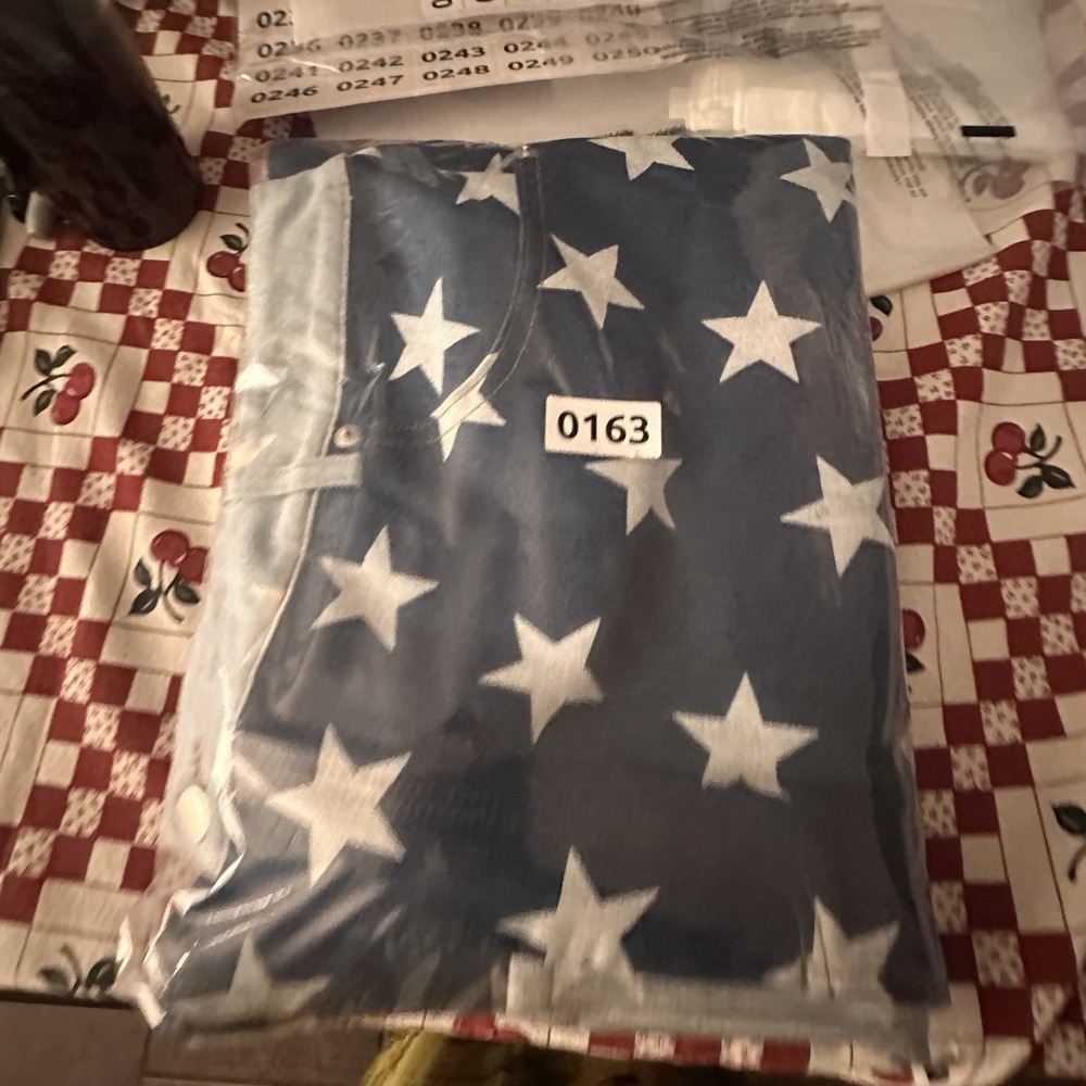 ODDI Star Print Colorblock Denim Midi Skirt Women's Plus Size 3X USA Slit - Picture 7 of 7